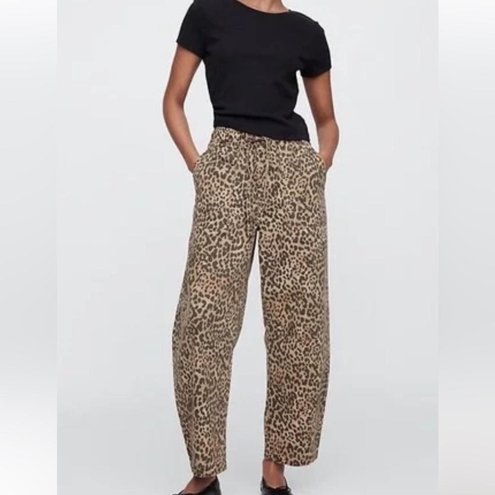 GAP Leopard Print Pull-On Barrel Pants